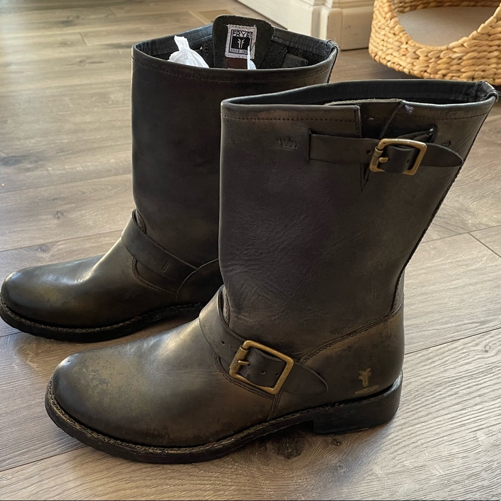 Frye Coach Collab Leather Motorcycle Boots